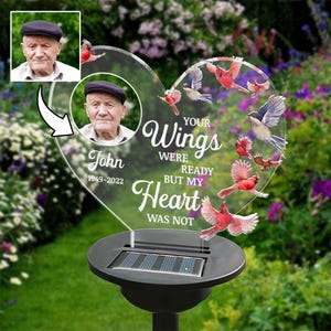 Personalisierte Gedenktafel mit Namen und Foto, benutzerdefinierte leuchtende Erinnerungseinlage, Weihnachtsgarten-Nachtlicht, Gedenk-Solarlicht