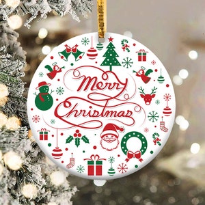 Merry Christmas Ornament Png, Round Christmas Ornament, PNG Instant Download, Xmas Ornament Sublimation Designs Downloads