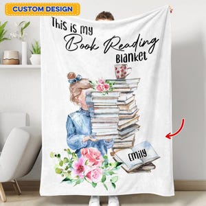 Custom Reading Blanket,  Personalized Reading Blanket, Bookworm Blanket, Reading Nook, Reading Cozy Blanket, Literary Gift, Book Lover Gift