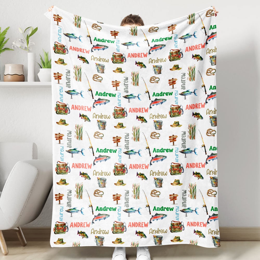 Bait Bass Fishing Print Pattern Blanket
