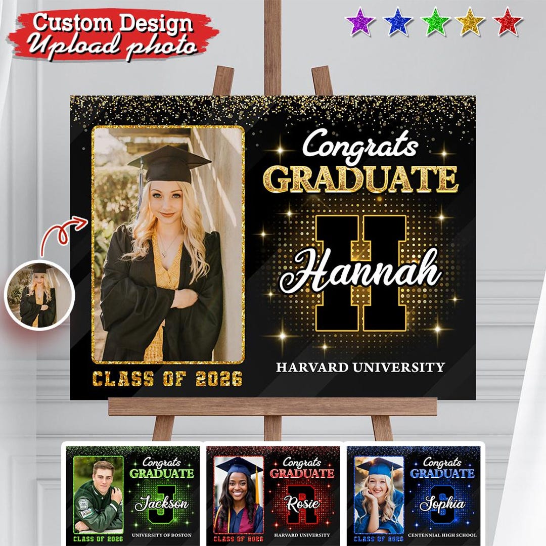 Congrats Graduate Lawn Sign, Custom Photo Graduation Yard Sign ...