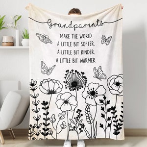 Grandparent Floral Custom Blanket, Personalized Name Blanket For Mom, Granma, Family Blanket, Mothers Day Gift, Birthday Gift