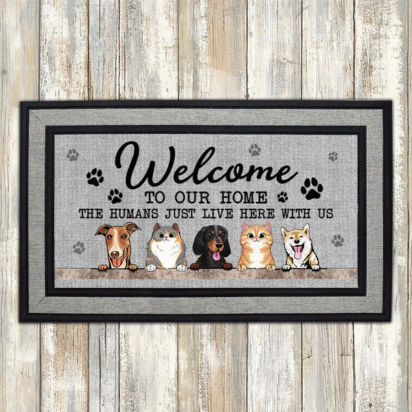 Welcome Cat Dog Doormat Png, Front Doormat Sublimation Design Download, Rug PNG, Rug Designs, Doormat PNG File