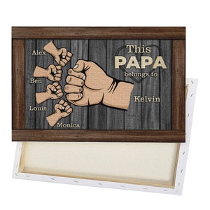 Personalized Papa Canvas, Grandpa Fist Bump Poster Canvas. Family Wall Art, Canvas for Papa Grandpa, Custom Papa Poster, Father&#39;s Day gift