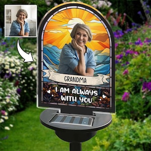 Benutzerdefiniertes Foto Ich bin immer bei Ihnen Solarlicht, personalisiertes Foto Solarlicht, Verlust Mama Verlust Papa Licht, Erinnerungsgeschenke, Erinnerungsgeschenke