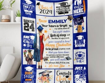 Personalized Graduation Blanket, Custom Graduation Soft Cozy Sherpa Fleece Throw Blankets, Graduation Gift for Friends, Sister, Brother