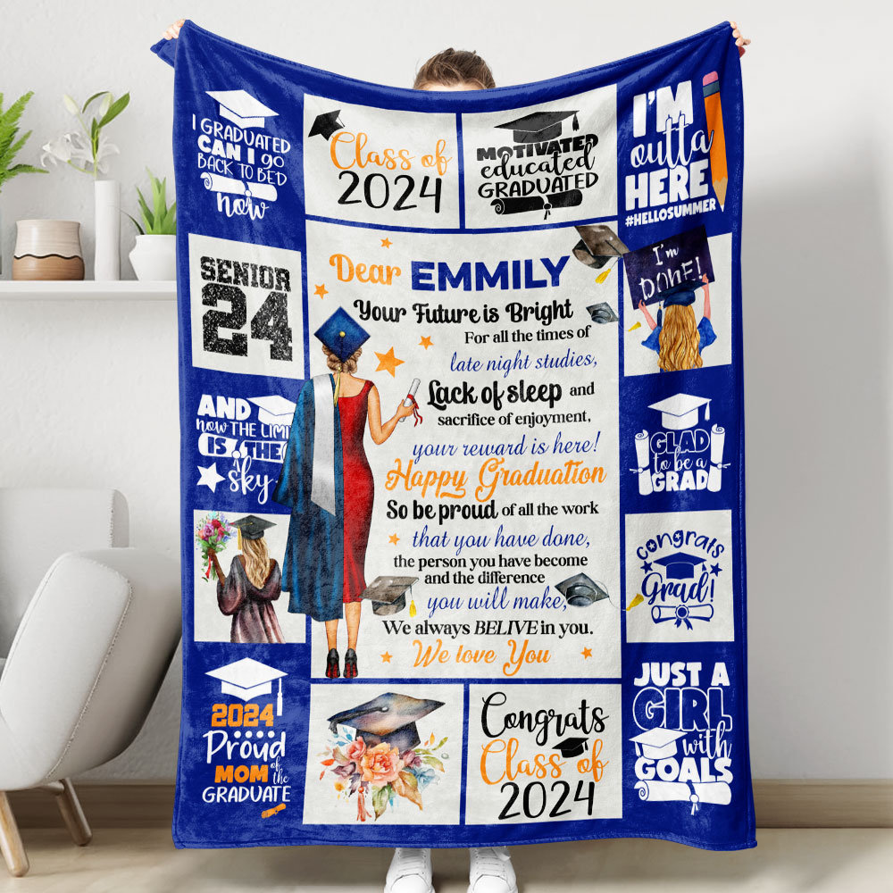 Personalized Graduation Blanket, Custom Graduation Soft Cozy Sherpa