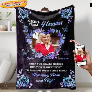 A Hug From Your Grandma In Heaven Blanket, Personalized Memorial Blankets, Loss Of Grandma Sympathy Blanket Gifts, Grandma In Heaven Blanket