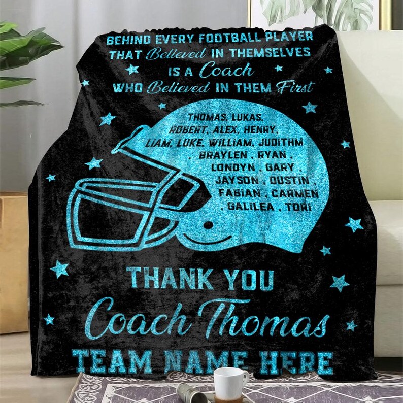Football Coach Custom Blanket, Personalized Football Blanket, Custom