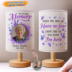 Memorial Photo Lamp with Custom Name, Personalized Tribute Light, In Loving Memory Gift, Sympathy Remembrance Light for Loss of Loved One