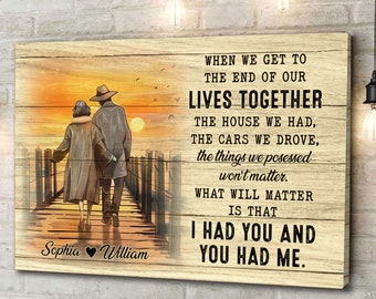 When We Get To The End Personalized Couple Canvas, Custom Couple Wall Art, Wedding Gift, Anniversary Hanging, Custom Couple Gift