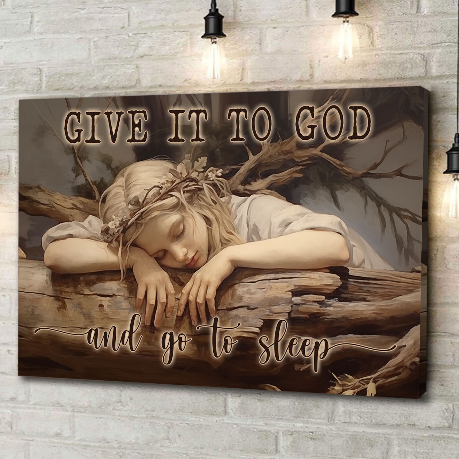 Give it to god and go to sleep canvas wall art jesus faith canvas