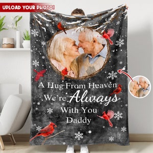 Hug From Heaven Blanket, Memorial Blanket, Custom Photo Blanket, Remembrance Gift, Personalized Memorial Blanket, In Loving Memory Blanket