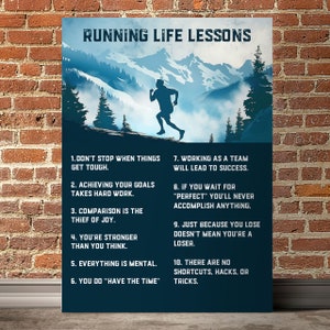 Running Life Lessons Canvas Poster, Running Canvas Print Wall Art Home Decor, Inspirational Gift for Runner, Running Lover Gift