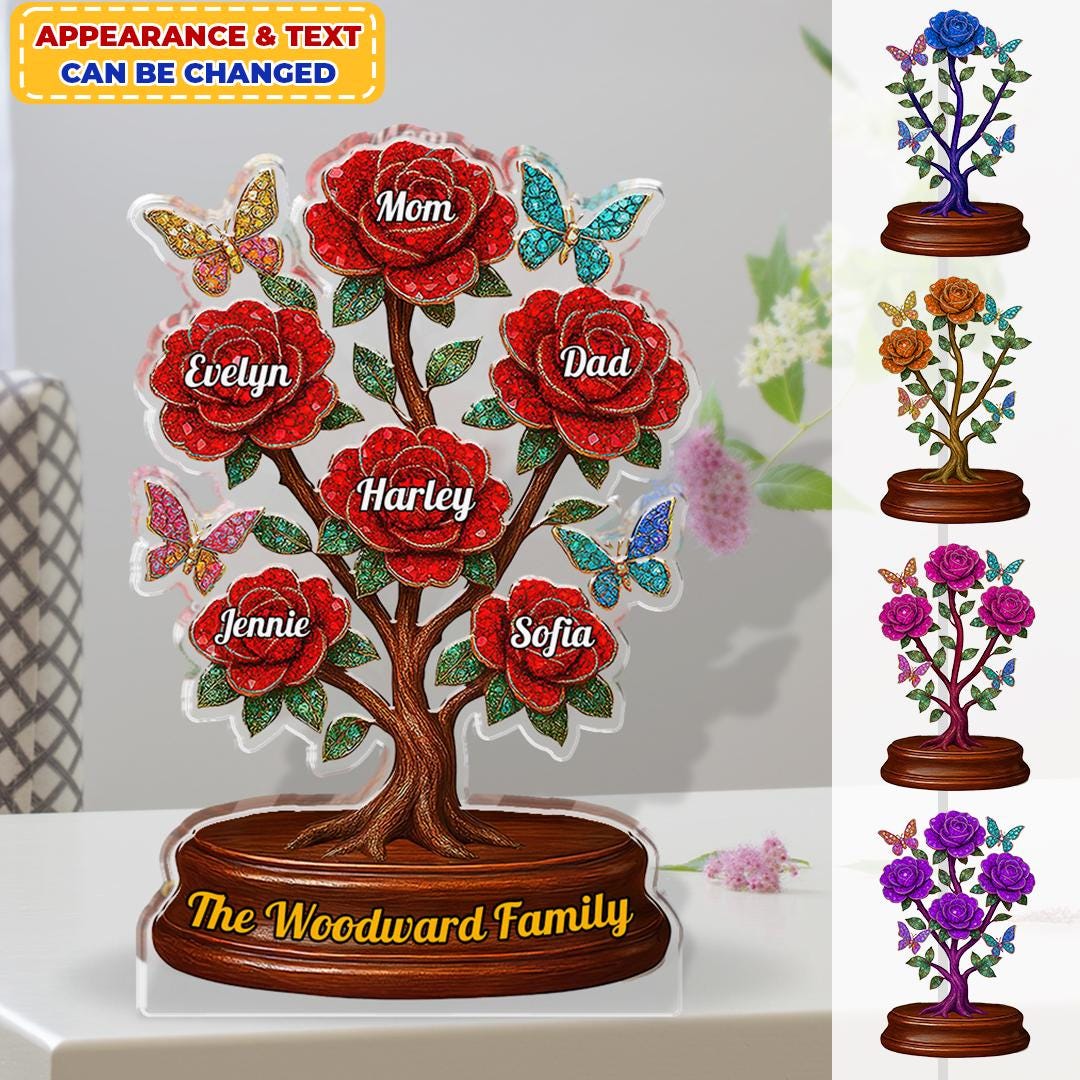 Custom Family Tree Acrylic Plaque With Names, Personalized Butterfly ...