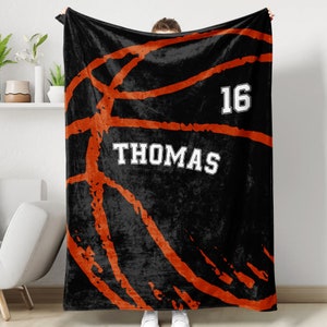 Basketball Lover Personalized Blanket, Gift Idea for Basketball Player, Kids Baseball Blanket, Graduation Gift, Custom Blanket for Boys