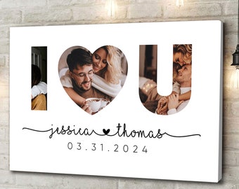 I Love You Collage Canvas, Couple Photo Collage Poster, Love Photo Collage,Anniversary Gifts, Gifts for Him,Gifts for Her,Personalized Gifts