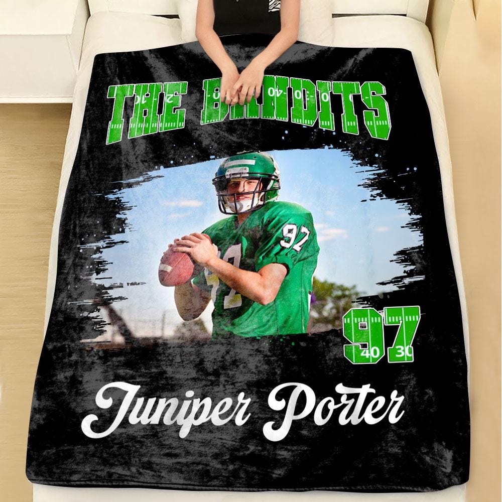 Custom Football Field Blanket, Custom Name and Number Blanket, Personalized Football Blanket, Football Team Gift, Football Player Blanket