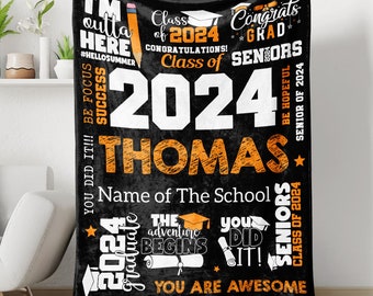 College Graduation Blanket, Custom Graduation Soft Cozy Sherpa Fleece Throw Blankets, Graduation Gift for Friends, Sister, Brother