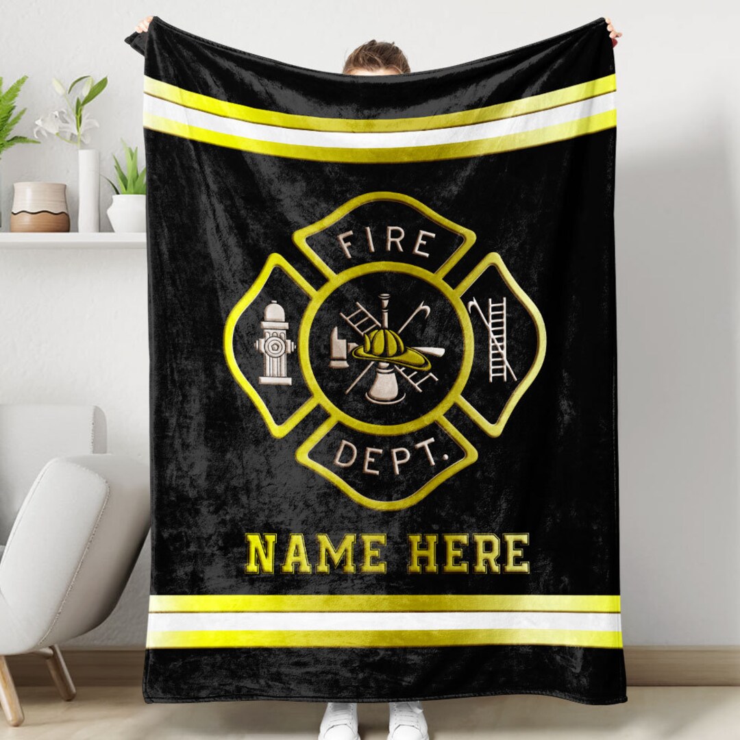 Fireman Throw Firefighter Personalized Blanket, Firefighter Uniform Soft Cozy Sherpa ...