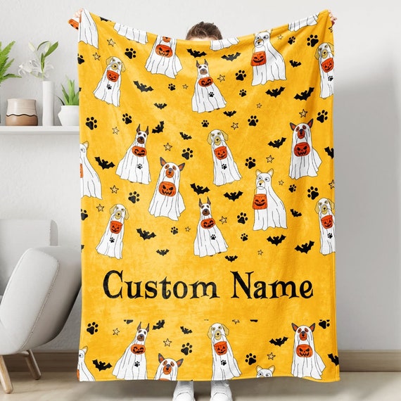 Halloween Dog Blanket Personalized Dog Blanket Spooky Dog Blanket Pumpkin Dog Blanket Thanksgiving Decor Blanket Ghost Dog Blanket Etsy