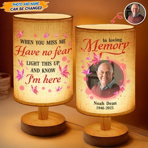 Personalisierte Gedenklampe mit Foto, In liebevoller Erinnerung Nachtlicht, individuelle Erinnerungsleuchte mit Name Datum, Beileid Geschenk für Verlust