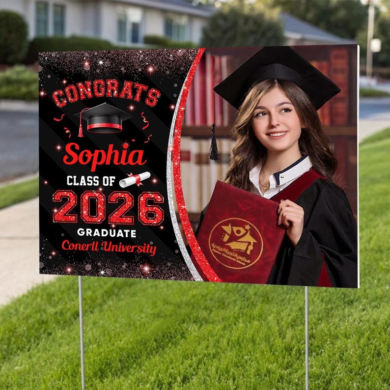 Personalized Graduation Yard Sign With Photo, Custom Class of 2026 Lawn ...