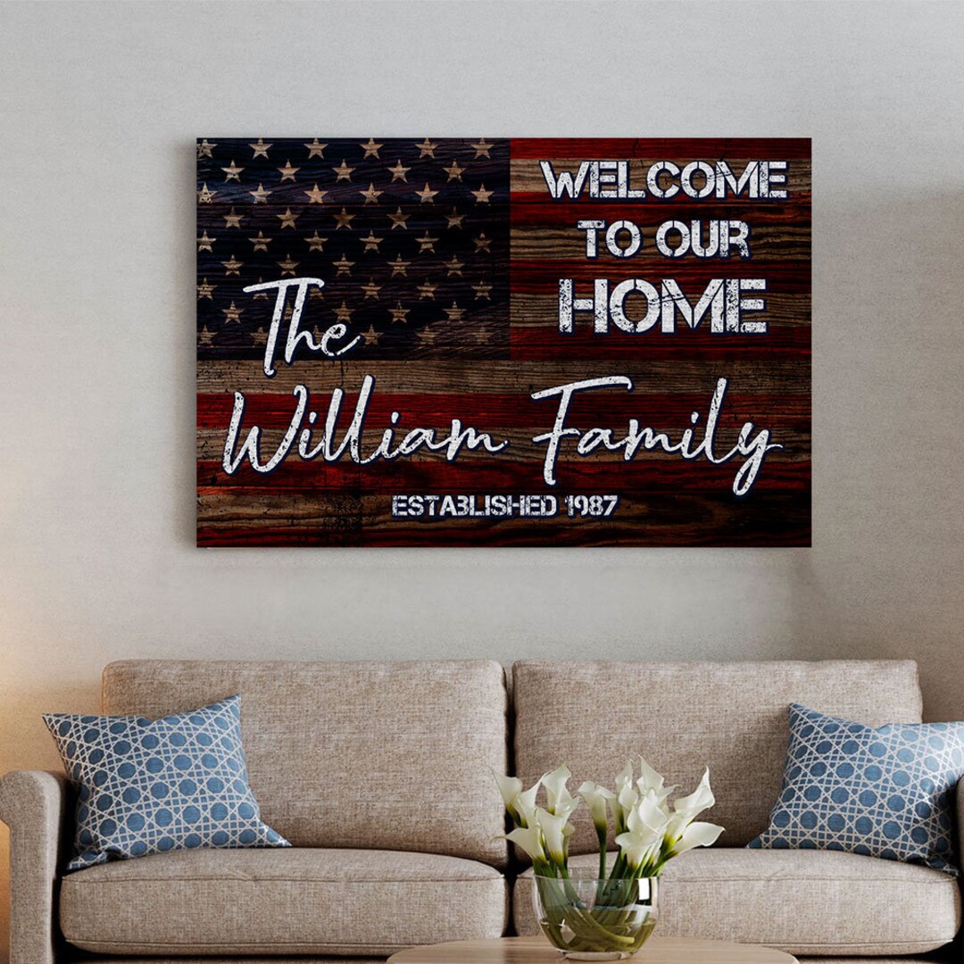 Welcome to Our Home Custom Family Name Canvas Poster, Personalized ...