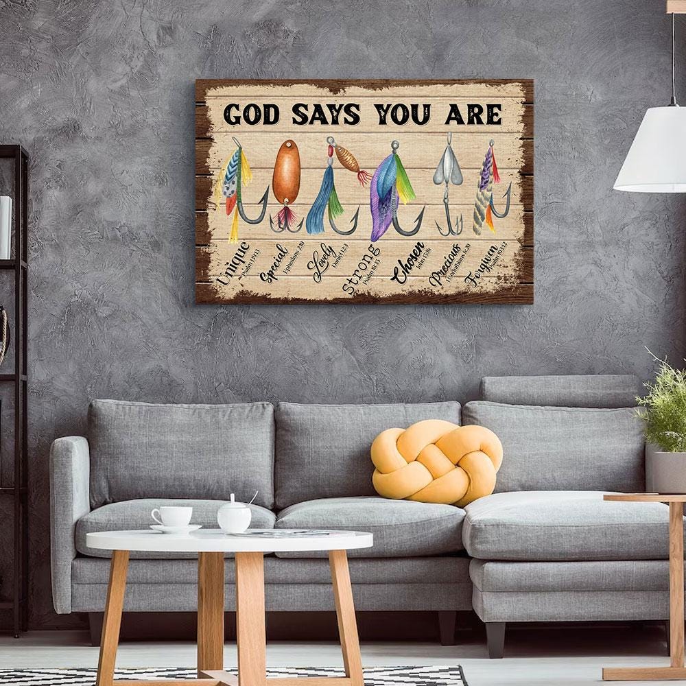 God Says You Are Fishing Canvas Poster, Inspirational Wall Art ...