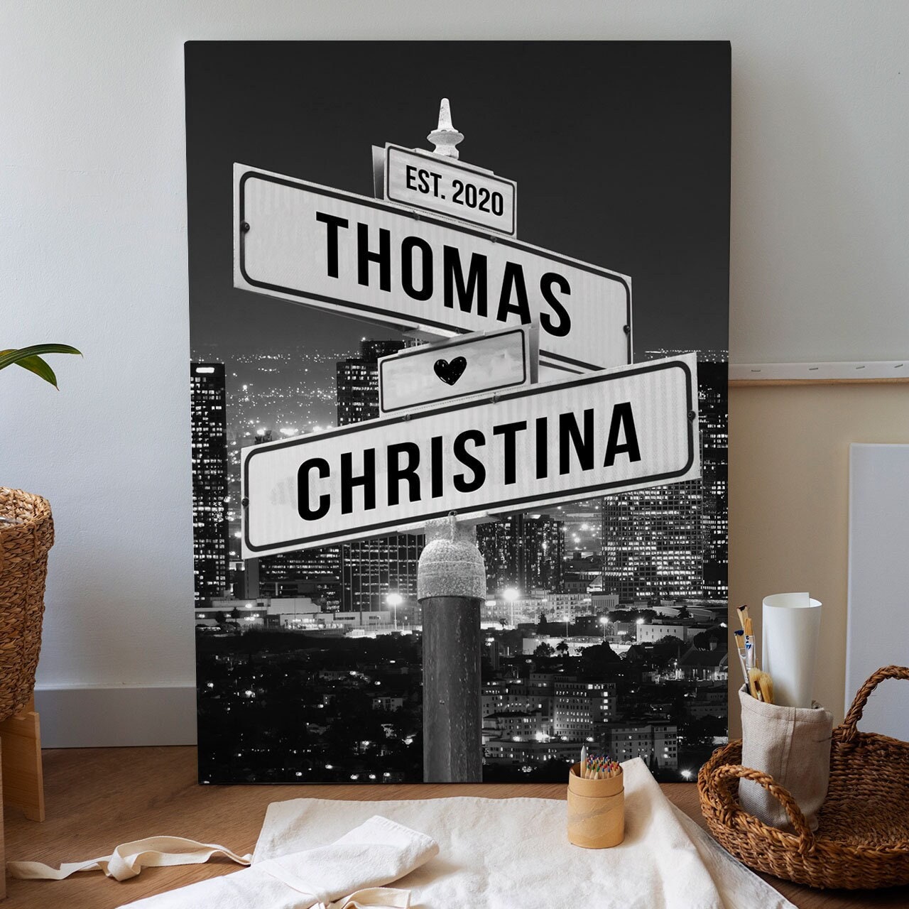 Vintage Street Sign Personalized Name Family Canvas, Custom Name Sign ...
