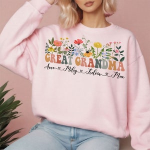 Great Grandma Sweatshirt With Names, Personalized Great Grandma Sweatshirt, Grandkids Names Sweater, Great Grandma Sweatshirt, Great Grandma