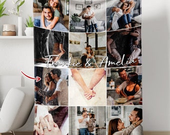 Custom Couple Photo Blanket with Text,Personalized Couple Blanket,Blanket and throw,Couple Blanket,Christmas Couple Gift,Personalized Gifts