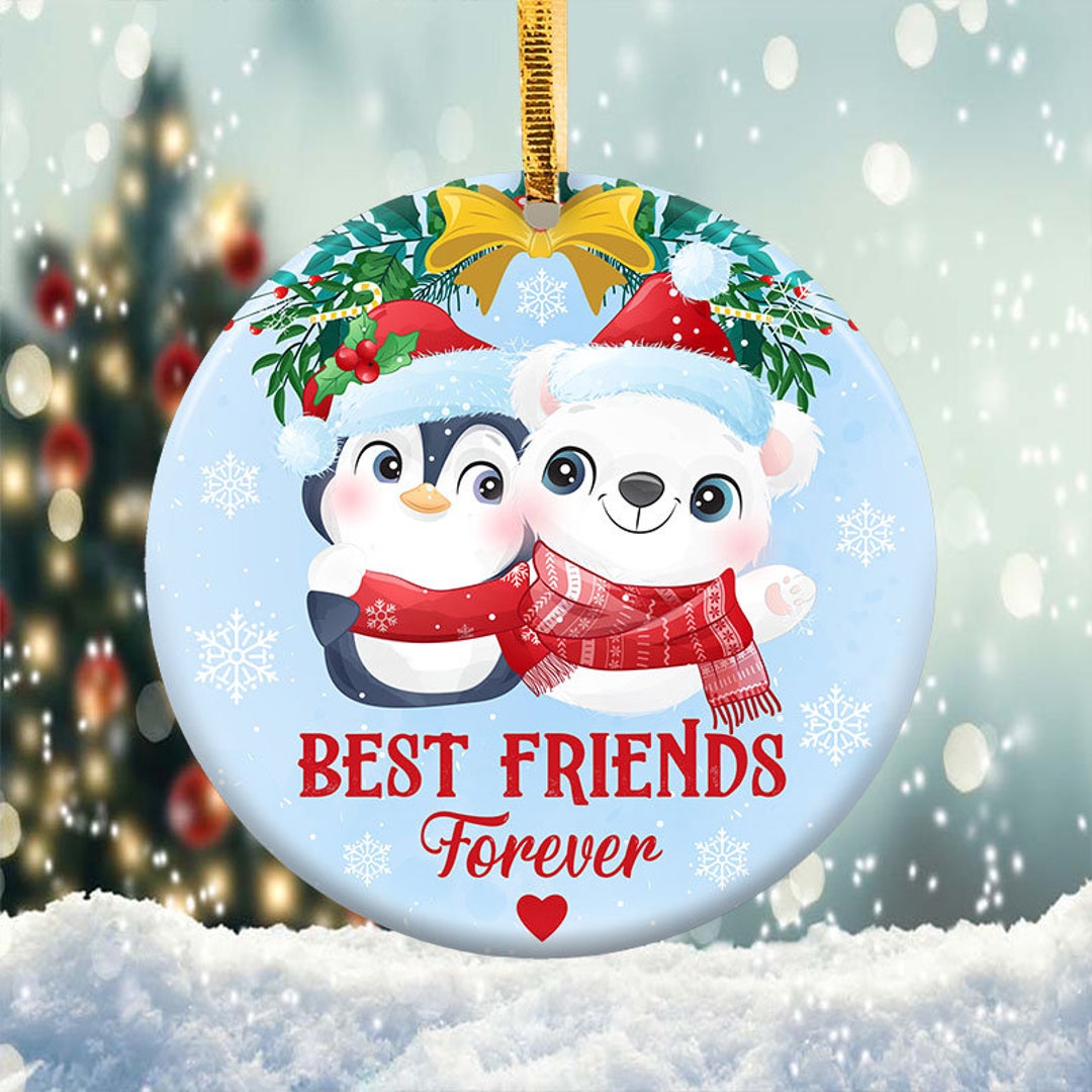 Best Friends Forever Ornament Png, Round Christmas Ornament, PNG