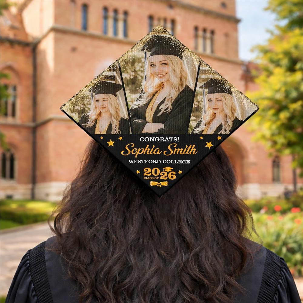 Custom Photo Graduation Cap Topper, Personalized Name Grad Cap Decor ...