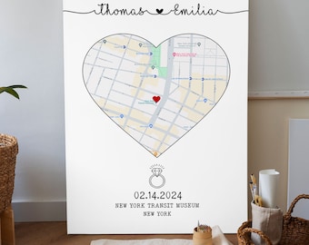 Engagement Couples Canvas Wall Art, Gift for Couples, Canvas Home Decor, Living Room Wall Hanging, Personalized Wall Print
