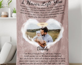 Personalized I Never Left You Memorial Blanket, Memorial Photo Blanket, Loss Of Loved One Blanket Gifs, Sympathy Blanket, In Heaven Blanket