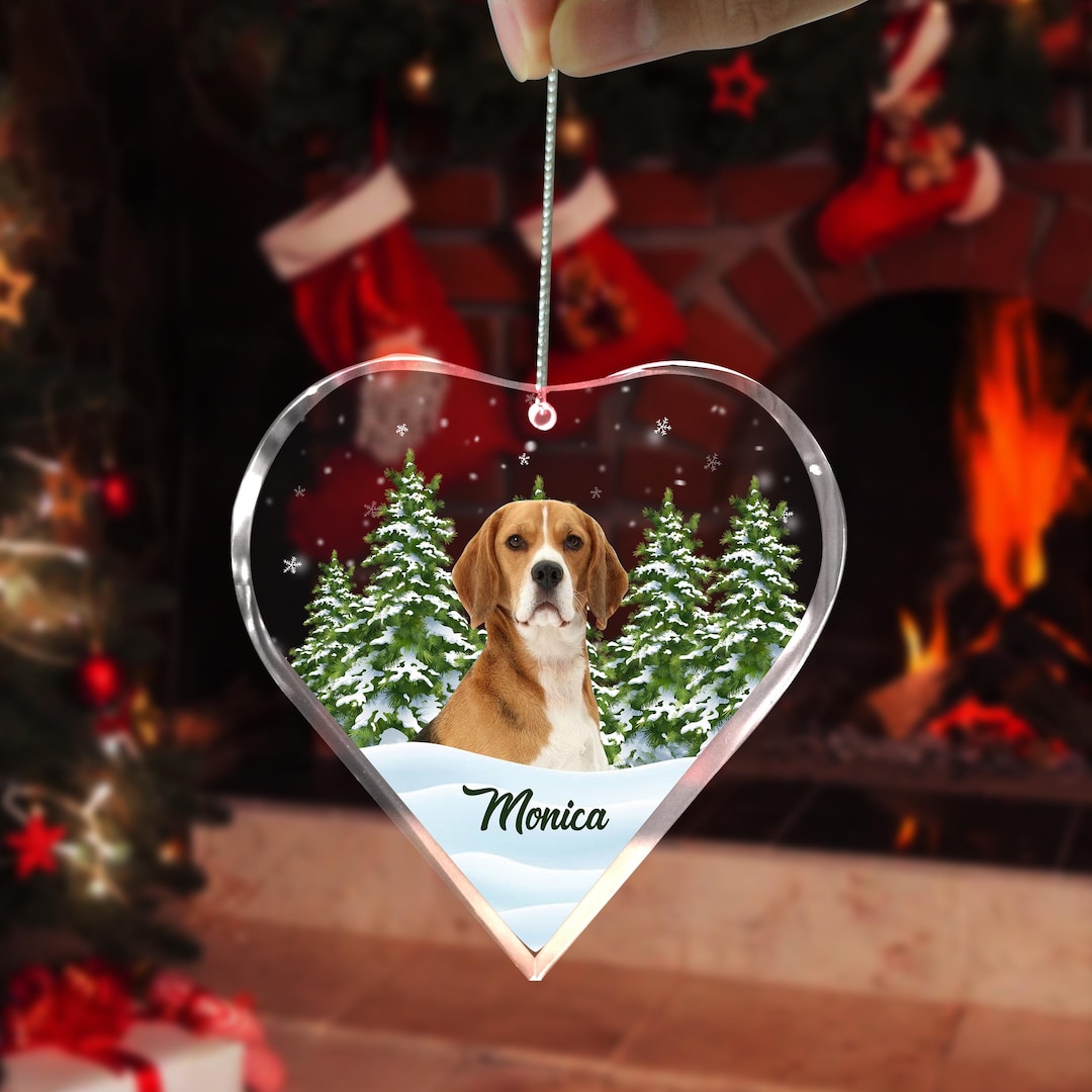 Personalized Photo Pet Christmas Ornament, Custom Dog Photo Heart ...