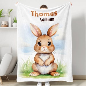 Baby Bunny Baby Personalized Blanket, Fleece Sherpa Baby Blanket Gift, Toddler Blanket, Baby Room Decor, Toddler Birthday Gift