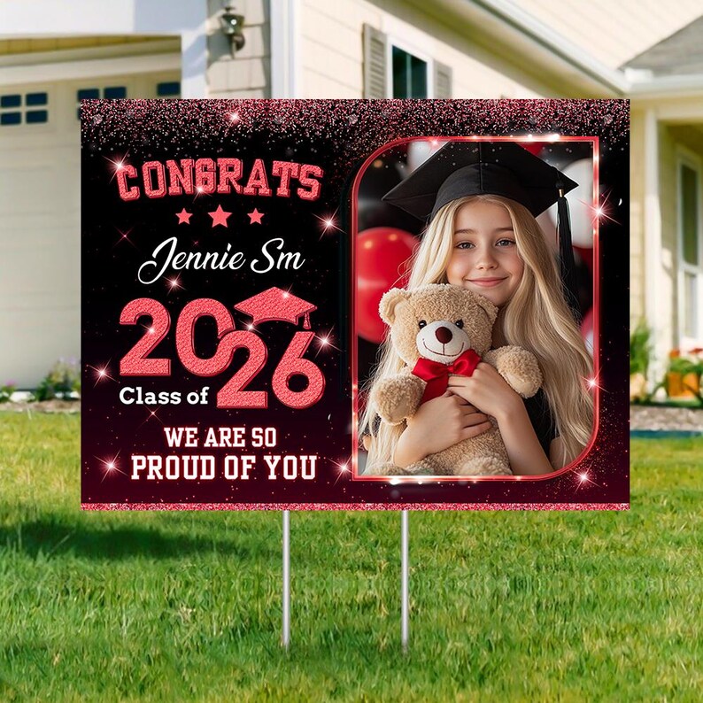 Senior 2026 Lawn Sign, Personalized Graduation Yard Sign With Photo ...