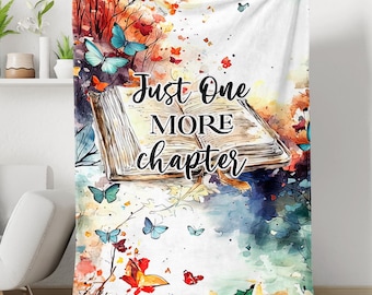 Just One More Chapter Sherpa Fleece Blanket, Butterflies Book Lovers Blanket, Best Gift For Book Lovers, Love Reading Blanket