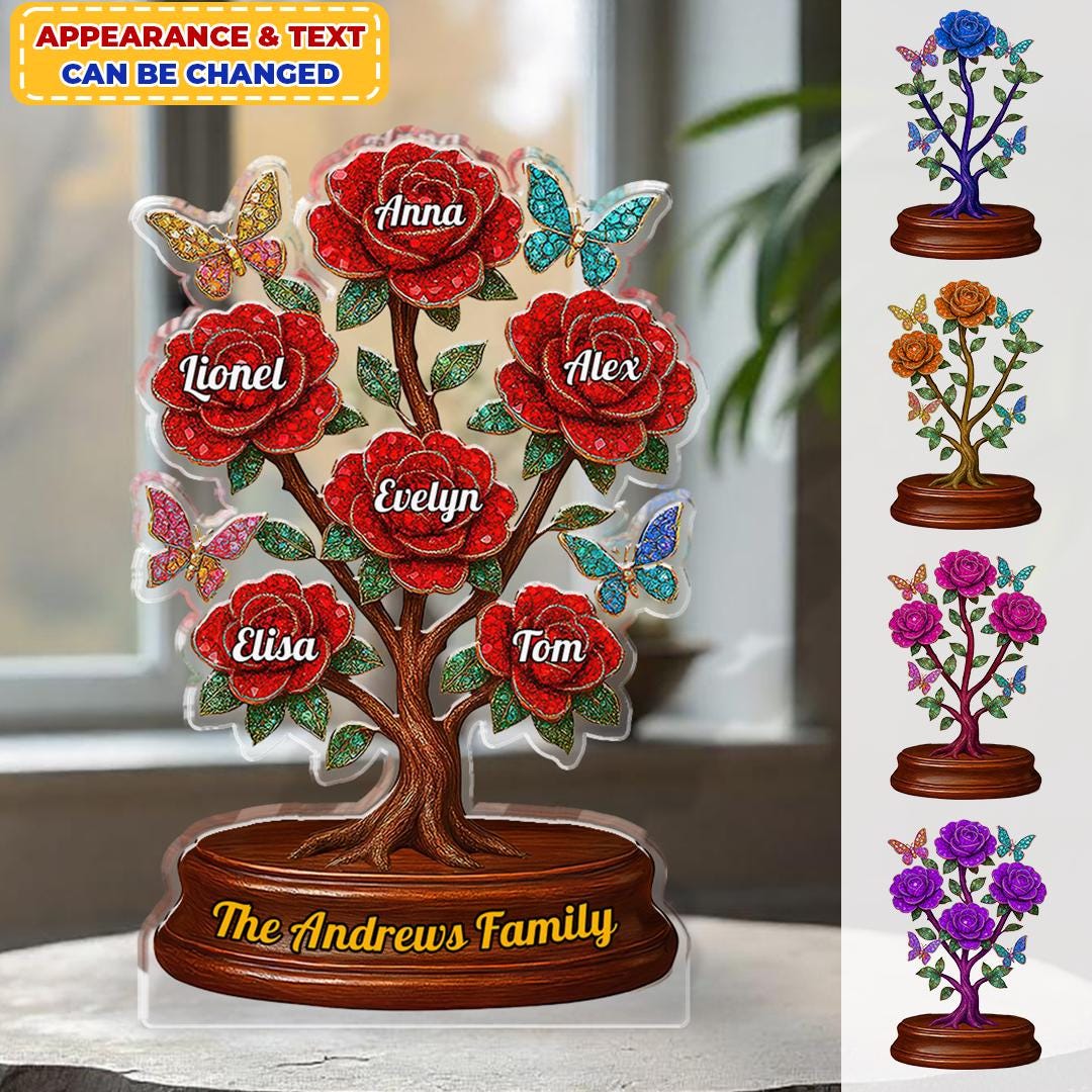 Custom Family Tree Acrylic Plaque With Names, Personalized Butterfly ...