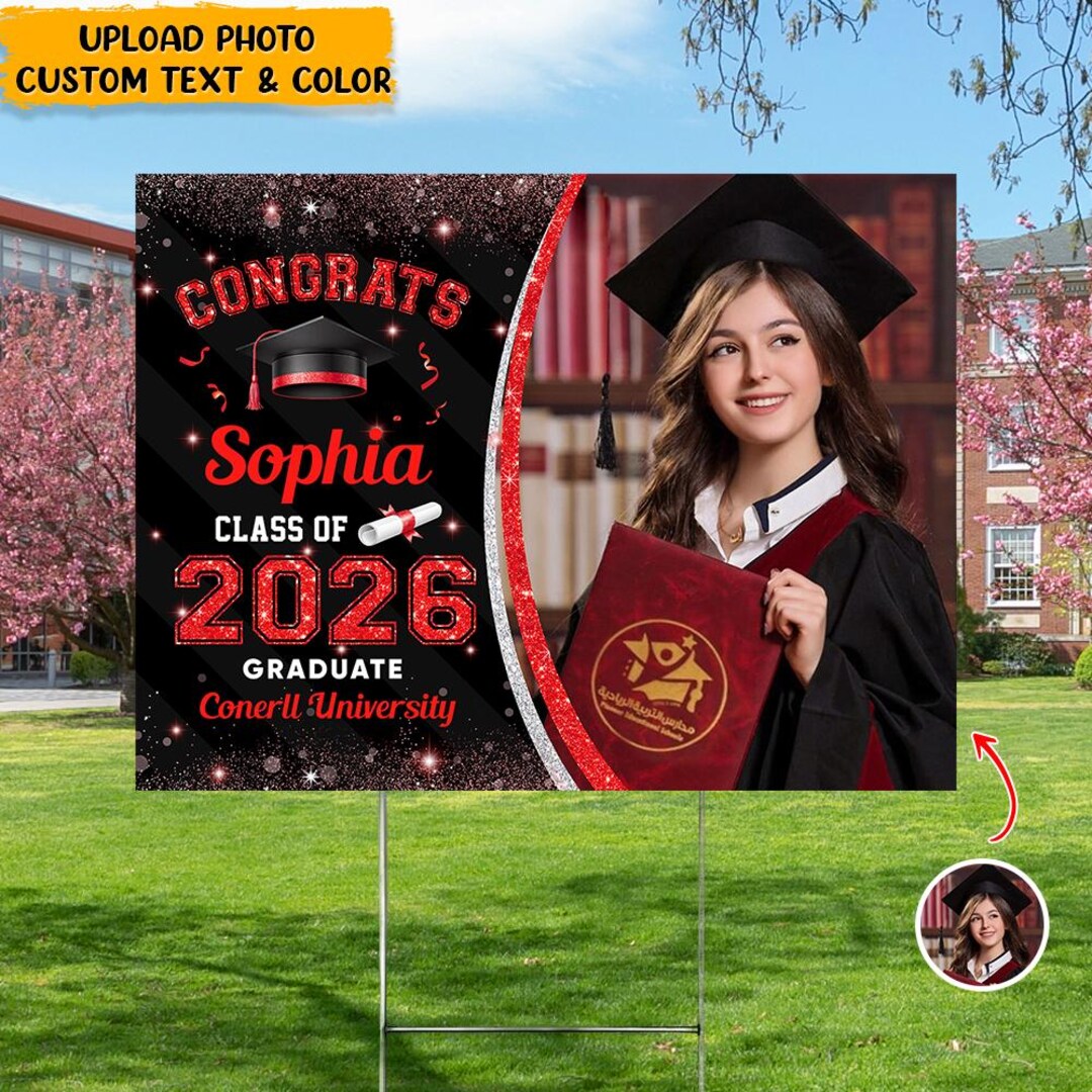 Personalized Graduation Yard Sign With Photo, Custom Class of 2026 Lawn ...