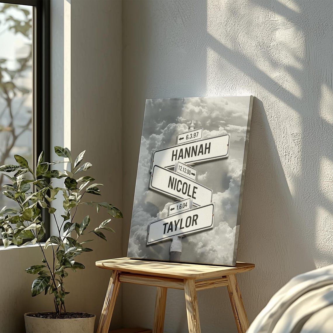 Personalized Family Names Date of Birth Canvas, Custom Street Sign ...
