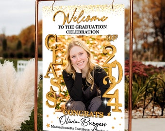 Class Of 2024 Graduation Party Welcome Poster , Custom Photo Grad Party Canvas , Personalized Graduation Decoration