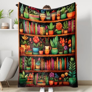 Vintage Library Stack of Books Sherpa Fleece Blanket, Book Lovers Blanket, Best Gift For Book Lovers, Love Reading Blanket