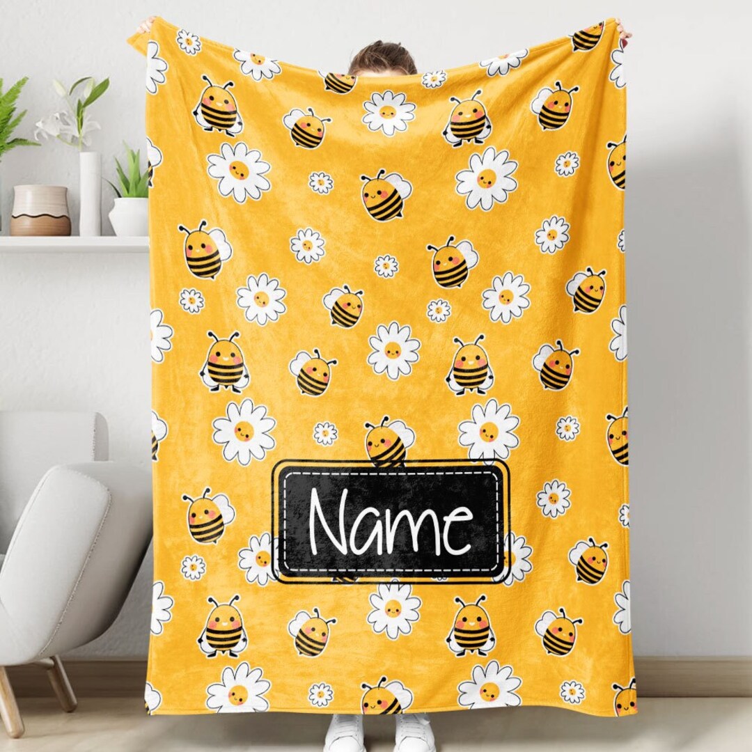 Buzzing Bees Print Blanket - Yellow main image 1