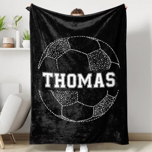 Soccer Ball Personalized Blanket, Soccer Gifts, Custom Blankets For Soccer Lover, Soccer Gifts For Boys, Girls Soccer Gifts, Gift for Him