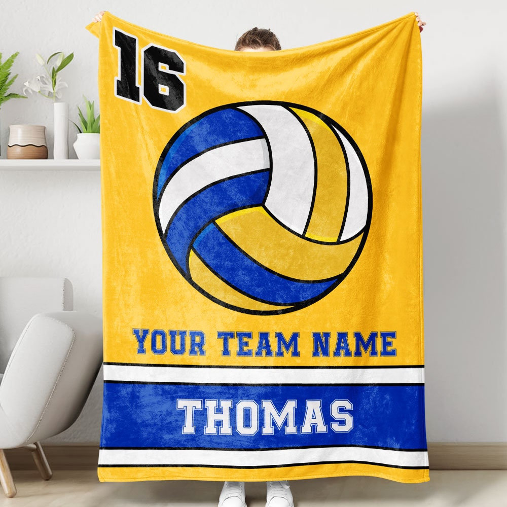 Volleyball Player Personalized Blanket, Custom Name And Number Volleyball Blanket, Volleyball Gifts, Volleyball Gifts For Team