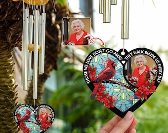 I'm Always With You Memorial Heart - Personalized Memorial Wind Chime - Custom Suncatcher Wind Chime
