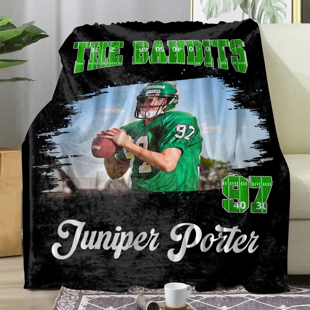 Custom Football Field Blanket, Custom Name and Number Blanket, Personalized Football Blanket, Football Team Gift, Football Player Blanket